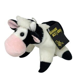 Vintage 1997 Beanie Boppers Molly Cow Plush Black White Stuffed Plush Animal Toy